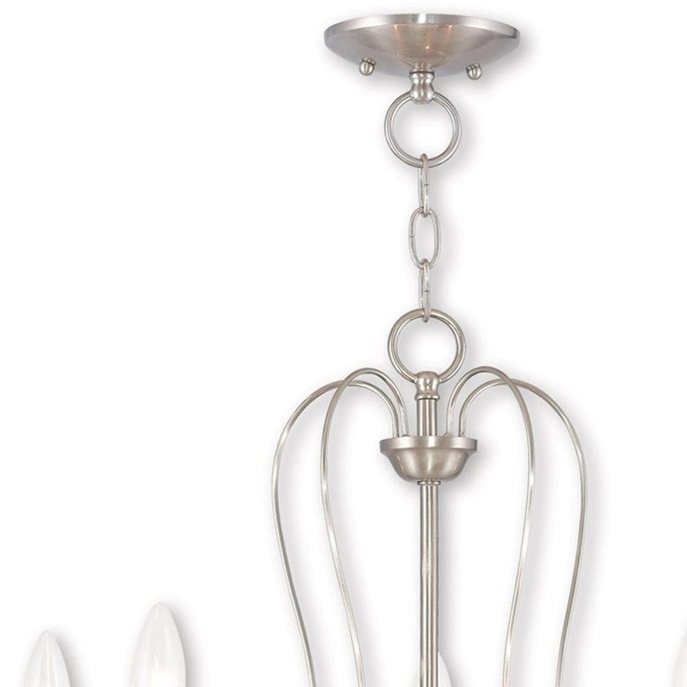 Nickel Five Light Metal Dimmable Chandelier With Shades HomeRoots