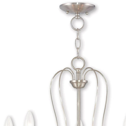 Nickel Five Light Metal Dimmable Chandelier With Shades HomeRoots