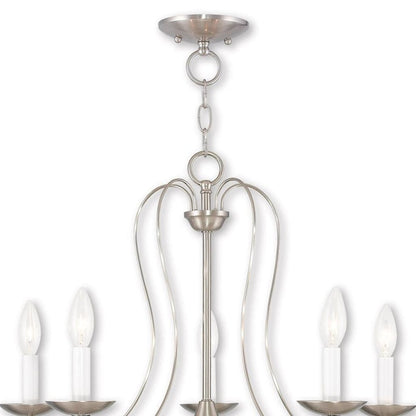 Nickel Five Light Metal Dimmable Chandelier With Shades HomeRoots