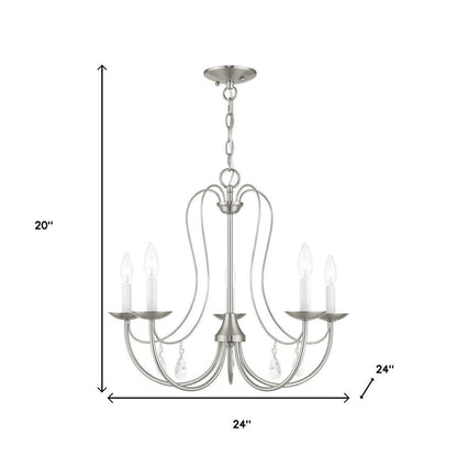 Nickel Five Light Metal Dimmable Chandelier With Shades HomeRoots