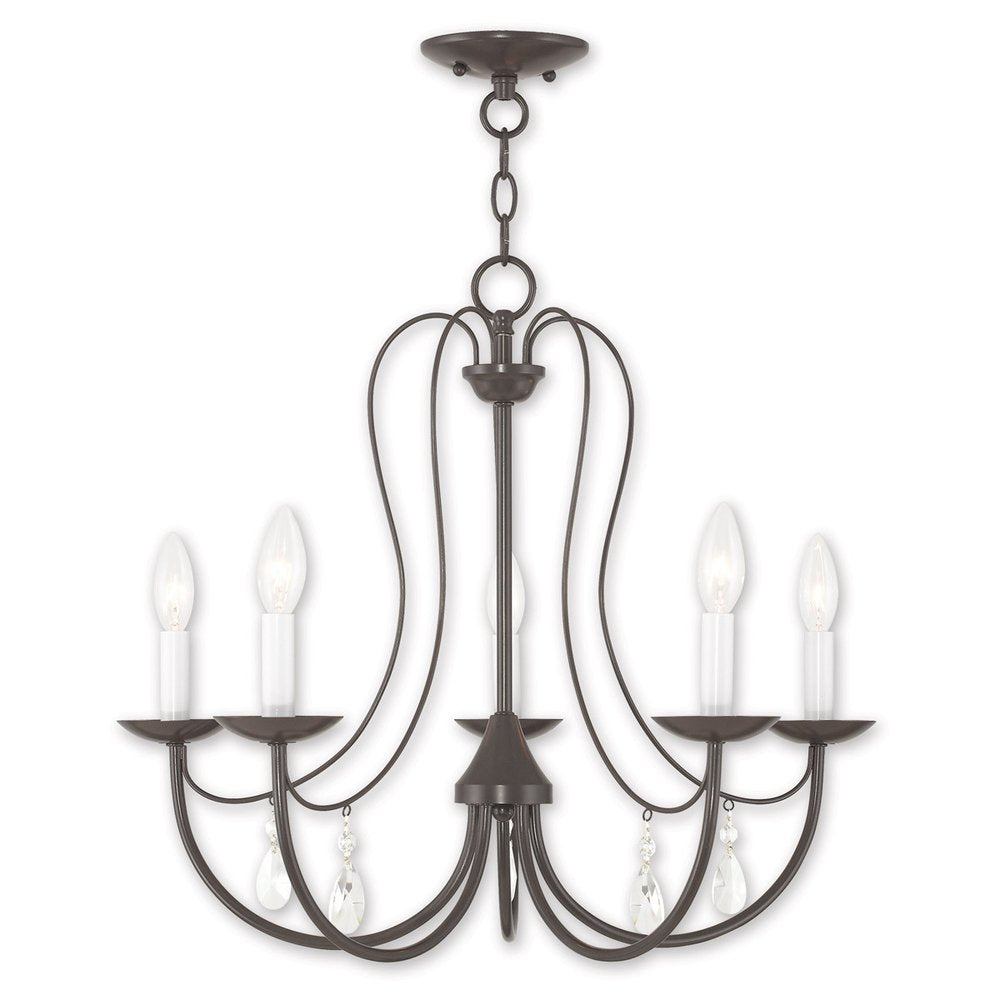 Bronze Five Light Metal Dimmable Chandelier With Shades HomeRoots