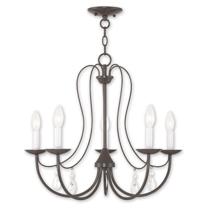 Bronze Five Light Metal Dimmable Chandelier With Shades HomeRoots