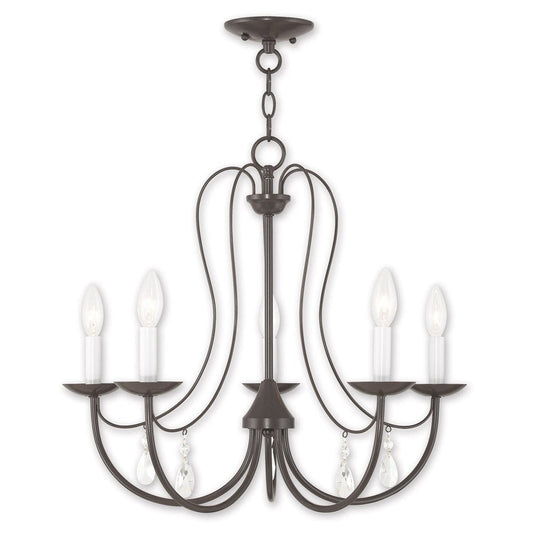 Bronze Five Light Metal Dimmable Chandelier With Shades HomeRoots