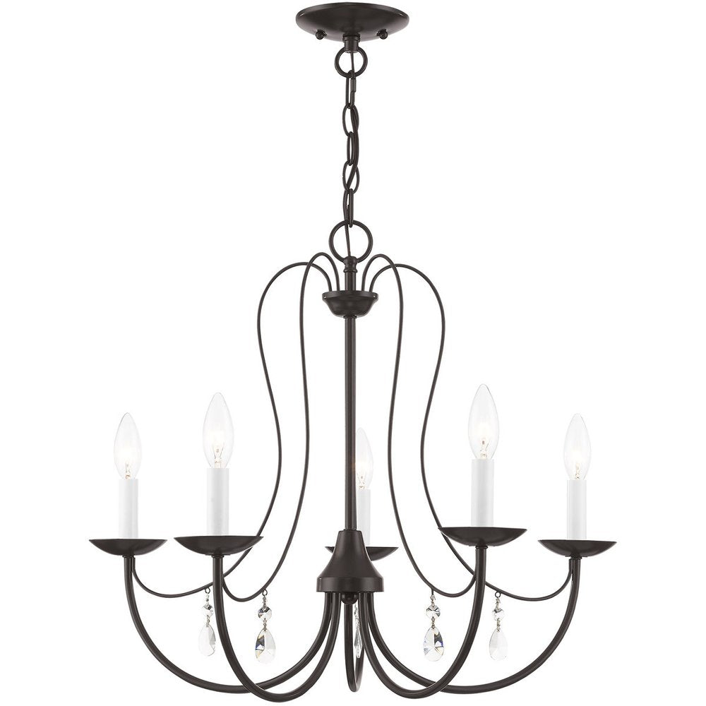Bronze Five Light Metal Dimmable Chandelier With Shades HomeRoots