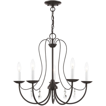 Bronze Five Light Metal Dimmable Chandelier With Shades HomeRoots