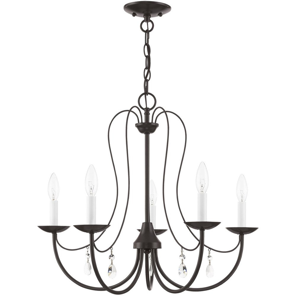 Bronze Five Light Metal Dimmable Chandelier With Shades HomeRoots