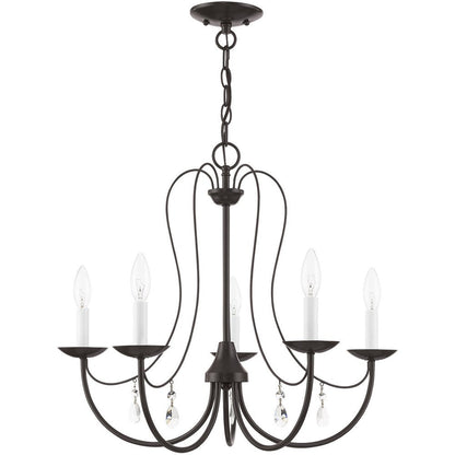 Bronze Five Light Metal Dimmable Chandelier With Shades HomeRoots
