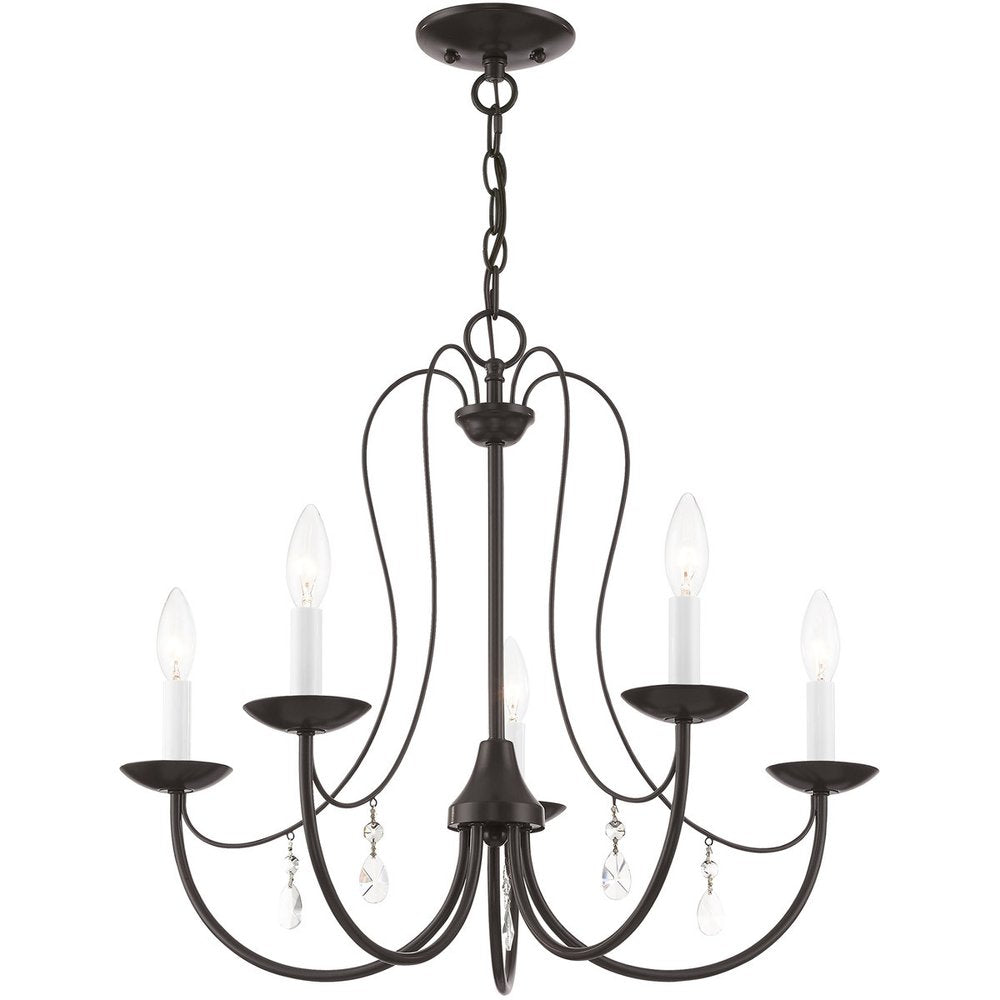 Bronze Five Light Metal Dimmable Chandelier With Shades HomeRoots