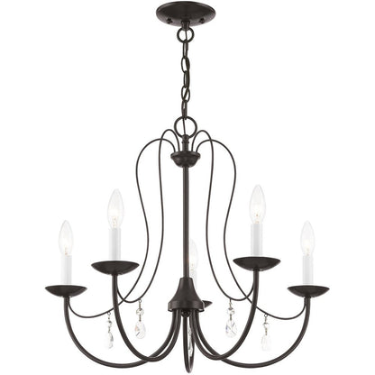 Bronze Five Light Metal Dimmable Chandelier With Shades HomeRoots