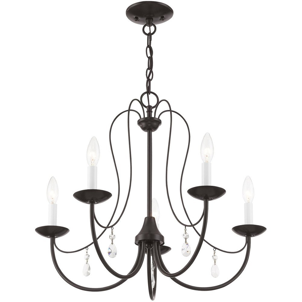 Bronze Five Light Metal Dimmable Chandelier With Shades HomeRoots