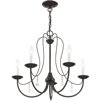 Bronze Five Light Metal Dimmable Chandelier With Shades HomeRoots
