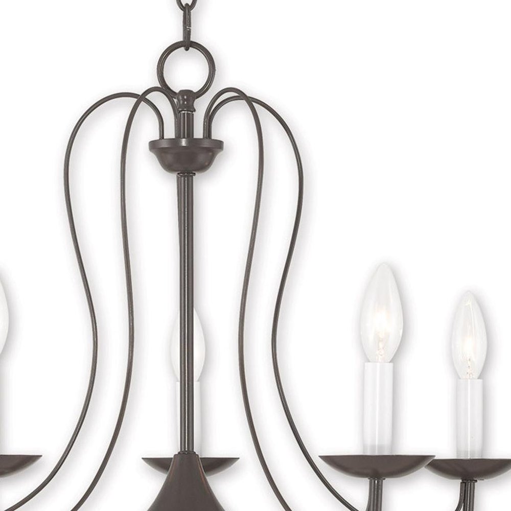 Bronze Five Light Metal Dimmable Chandelier With Shades HomeRoots
