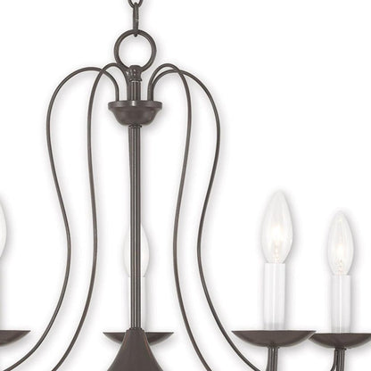 Bronze Five Light Metal Dimmable Chandelier With Shades HomeRoots