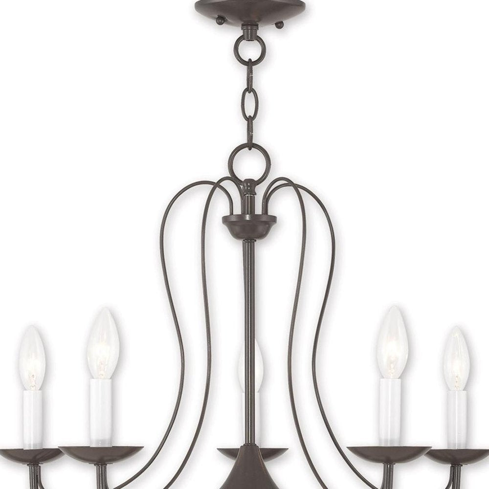 Bronze Five Light Metal Dimmable Chandelier With Shades HomeRoots