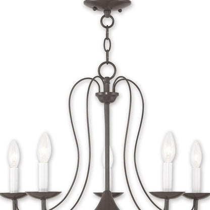 Bronze Five Light Metal Dimmable Chandelier With Shades HomeRoots