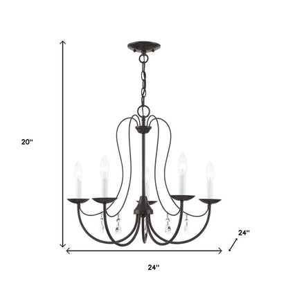 Bronze Five Light Metal Dimmable Chandelier With Shades HomeRoots