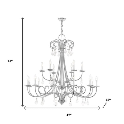 Silver Multi Light Metal Dimmable Chandelier With Shades HomeRoots