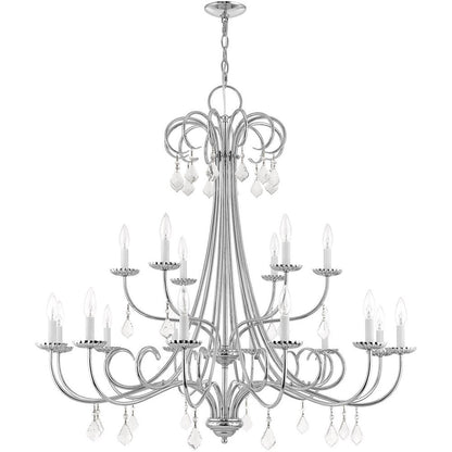 Silver Multi Light Metal Dimmable Chandelier With Shades HomeRoots