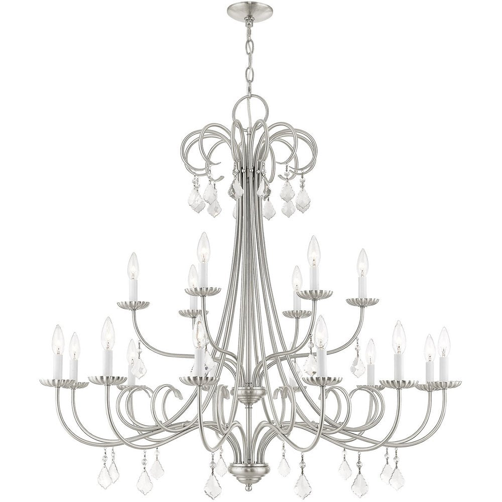 Nickel Multi Light Metal Dimmable Chandelier With Shades HomeRoots
