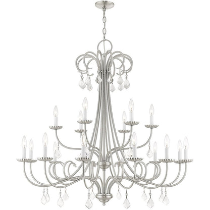 Nickel Multi Light Metal Dimmable Chandelier With Shades HomeRoots