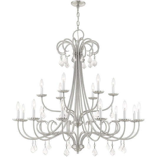 Nickel Multi Light Metal Dimmable Chandelier With Shades HomeRoots