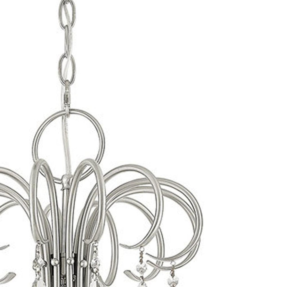 Nickel Multi Light Metal Dimmable Chandelier With Shades HomeRoots
