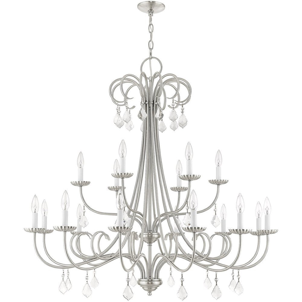 Nickel Multi Light Metal Dimmable Chandelier With Shades HomeRoots