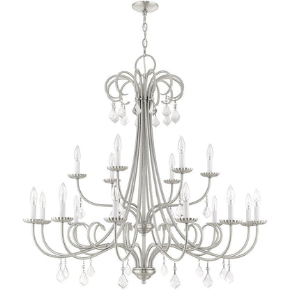 Nickel Multi Light Metal Dimmable Chandelier With Shades HomeRoots