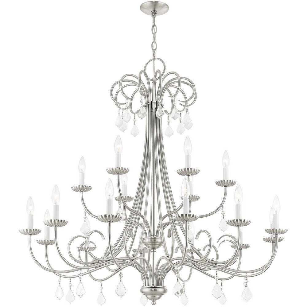 Nickel Multi Light Metal Dimmable Chandelier With Shades HomeRoots
