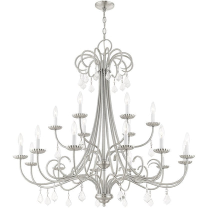 Nickel Multi Light Metal Dimmable Chandelier With Shades HomeRoots