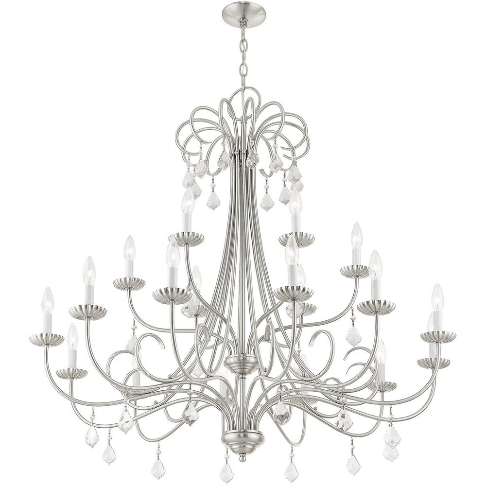 Nickel Multi Light Metal Dimmable Chandelier With Shades HomeRoots