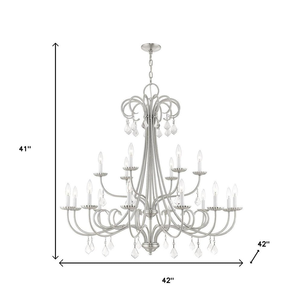 Nickel Multi Light Metal Dimmable Chandelier With Shades HomeRoots