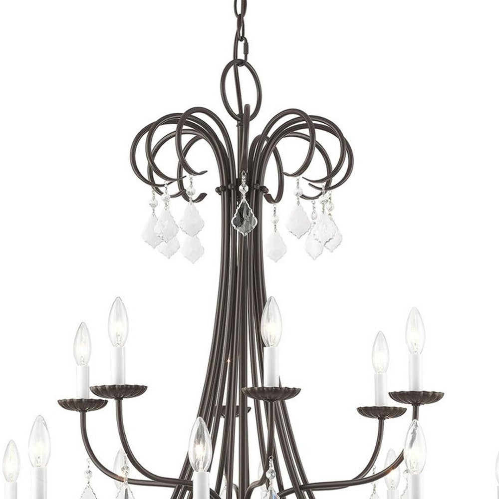 Bronze Multi Light Metal Dimmable Chandelier With Shades HomeRoots