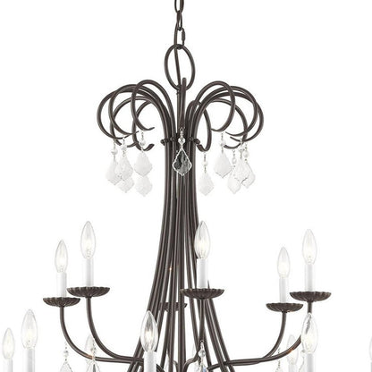 Bronze Multi Light Metal Dimmable Chandelier With Shades HomeRoots