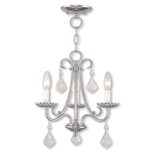 Silver Three Light Metal Dimmable Chandelier With Shades HomeRoots