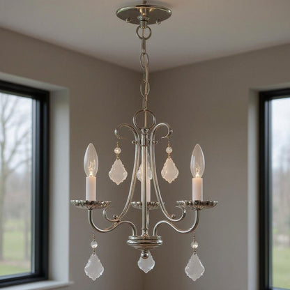 Three Light Dimmable Chandelier With Shades HomeRoots