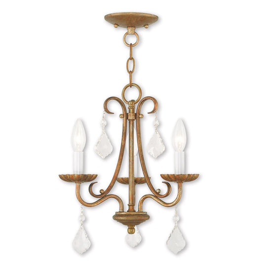 Gold Three Light Metal Dimmable Chandelier With Shades HomeRoots