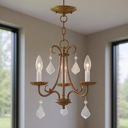 Gold Three Light Metal Dimmable Chandelier With Shades HomeRoots