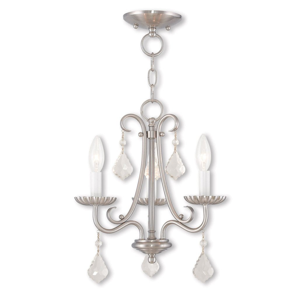 Nickel Three Light Metal Dimmable Chandelier With Shades HomeRoots