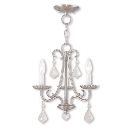 Nickel Three Light Metal Dimmable Chandelier With Shades HomeRoots