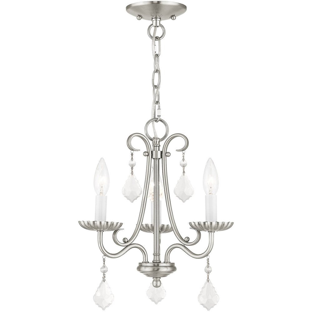 Nickel Three Light Metal Dimmable Chandelier With Shades HomeRoots