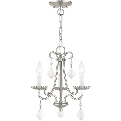 Nickel Three Light Metal Dimmable Chandelier With Shades HomeRoots