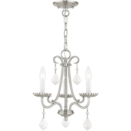 Nickel Three Light Metal Dimmable Chandelier With Shades HomeRoots