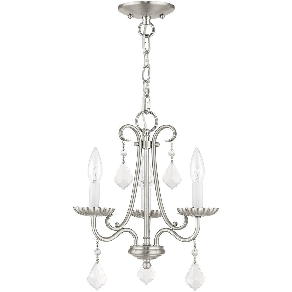 Nickel Three Light Metal Dimmable Chandelier With Shades HomeRoots