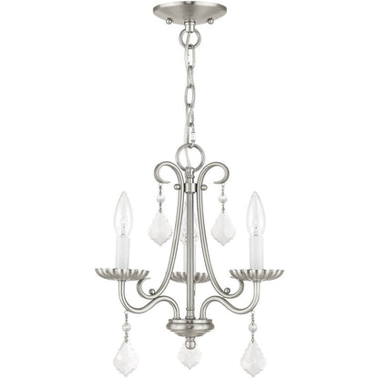 Nickel Three Light Metal Dimmable Chandelier With Shades HomeRoots