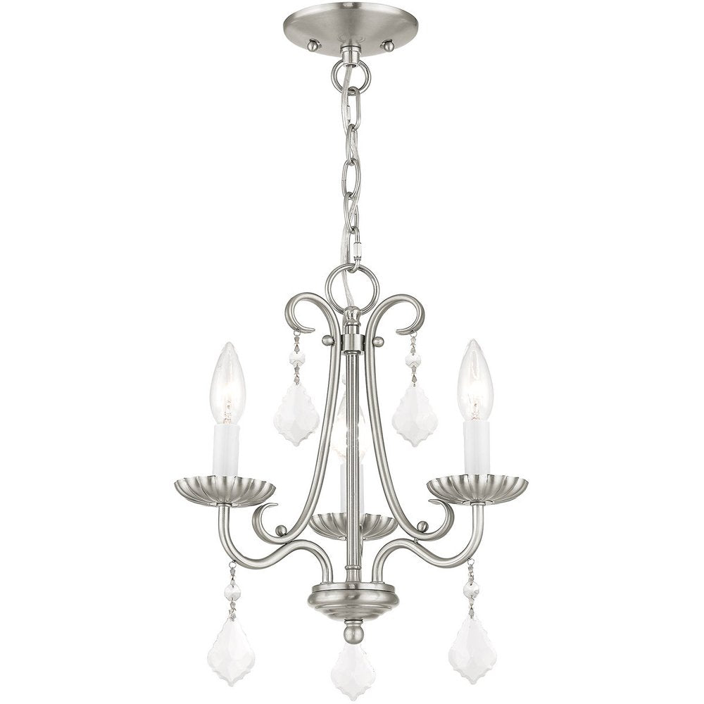Nickel Three Light Metal Dimmable Chandelier With Shades HomeRoots