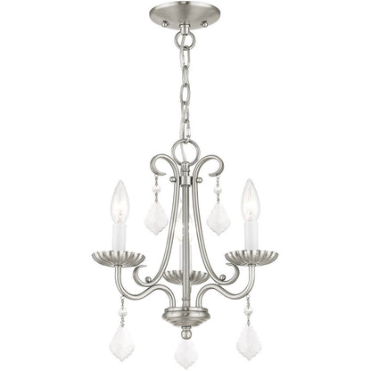 Nickel Three Light Metal Dimmable Chandelier With Shades HomeRoots