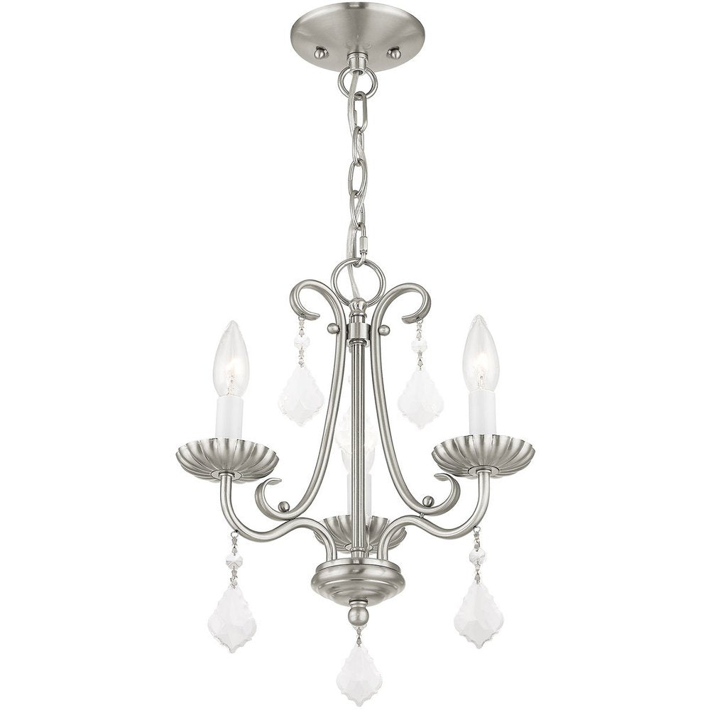 Nickel Three Light Metal Dimmable Chandelier With Shades HomeRoots