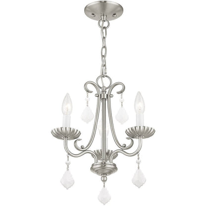 Nickel Three Light Metal Dimmable Chandelier With Shades HomeRoots