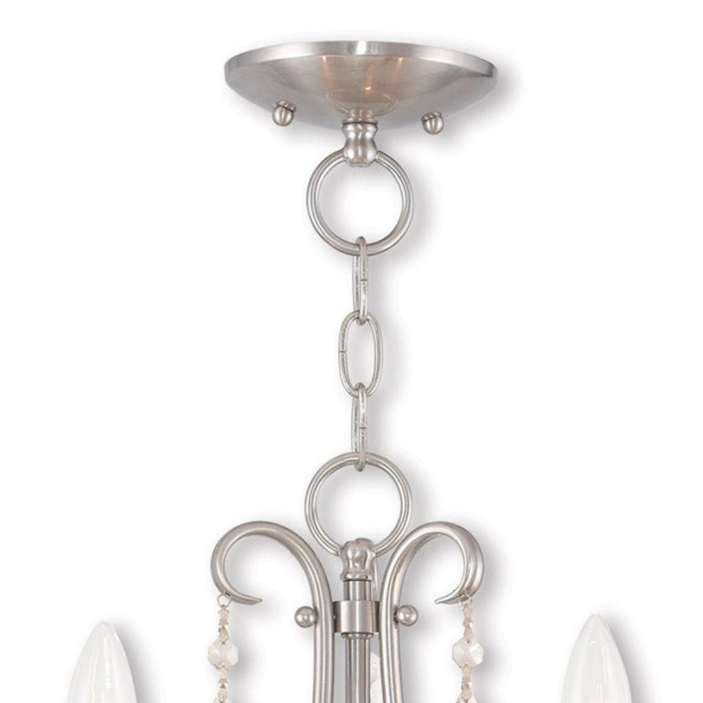 Nickel Three Light Metal Dimmable Chandelier With Shades HomeRoots